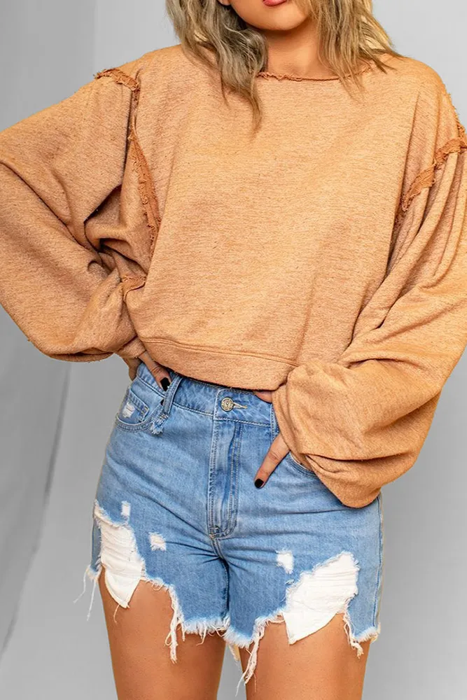 Lantern Sleeves Stitching Pullover