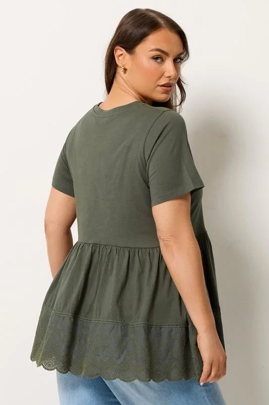 Green Tiered Peplum Top detail 2