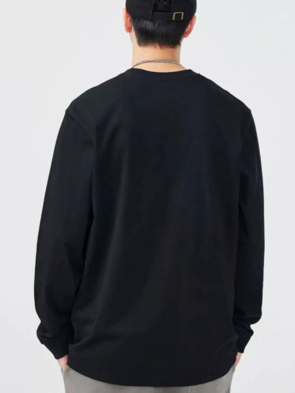Cotton-Blend Round-Neck Long-Sleeve T-Shirt