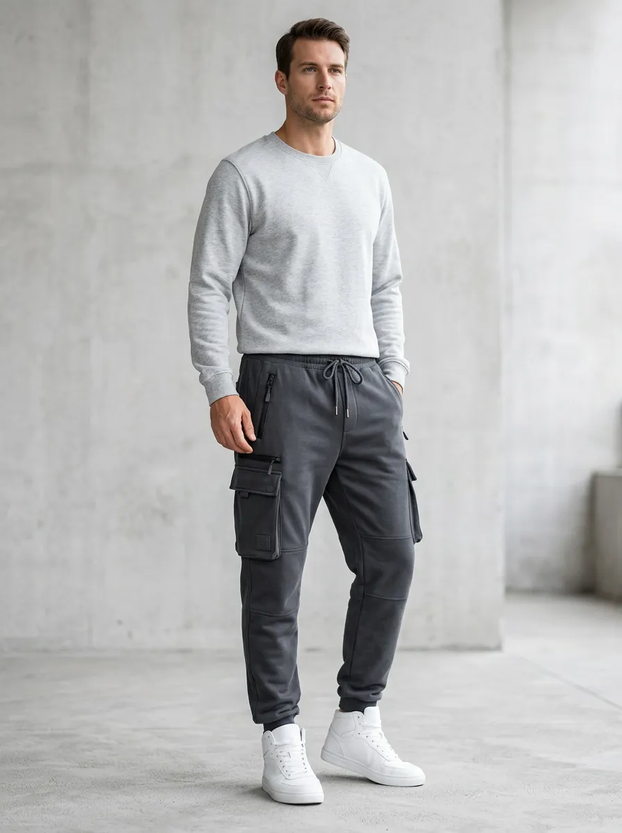 Streetwear Multi Pocket Graphic Print Utility Look Men's Cargo Jogger Pants