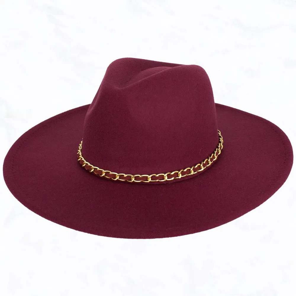 Camel Chain Big Brim Peach Heart Top Hat