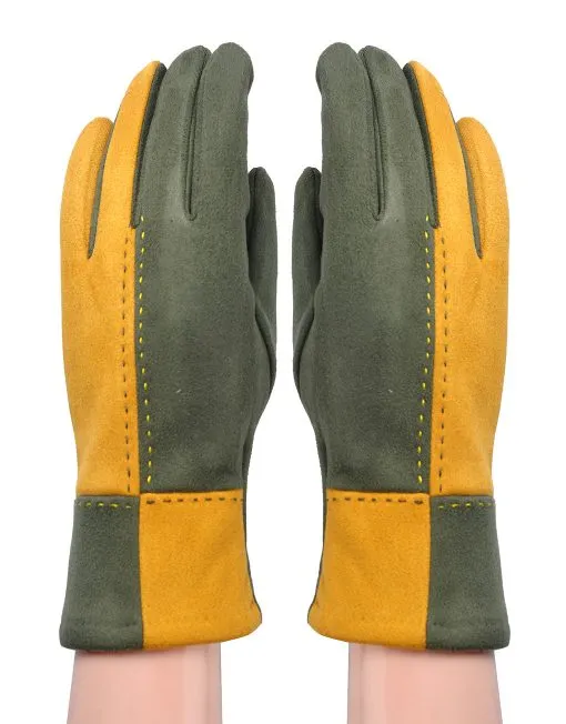 Two Tone Suede Gloves