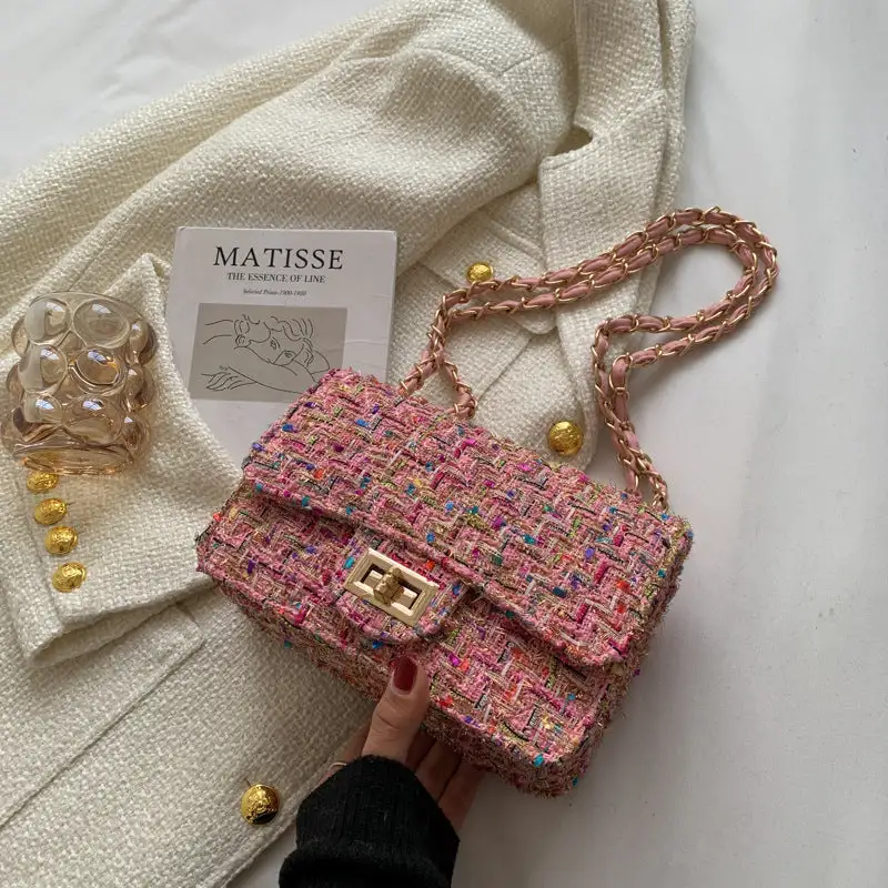 Structured Faux Leather Chain Strap Crossbody Bag