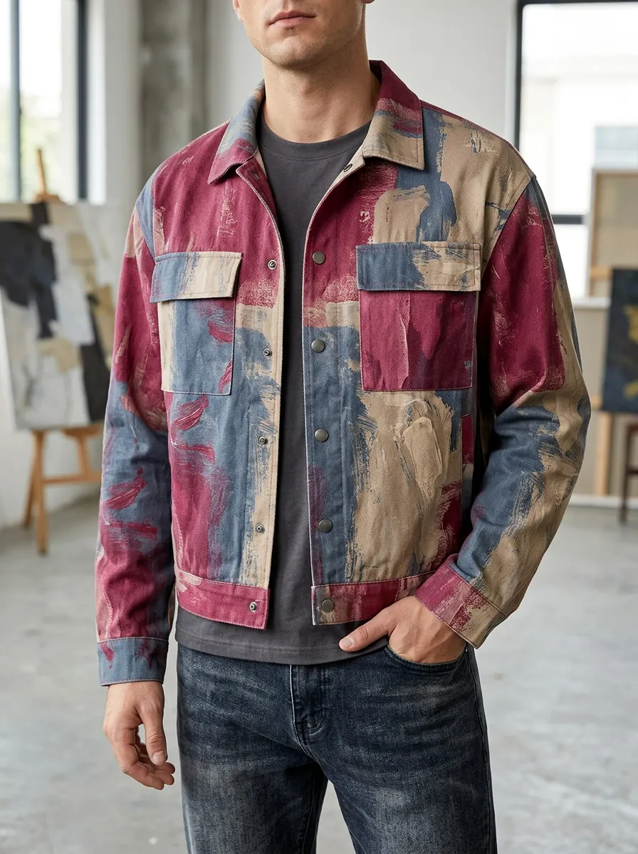 Men's Abstract Art Brushstroke Rugged Weekend Jacket