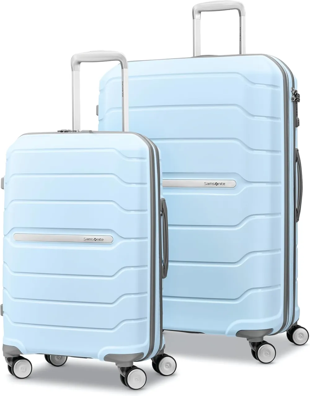 Samsonite Freeform Hardside Carry-On Luggage with Spinner Wheels - Hardshell Suitcase - TSA, Airline-Approved - Expandable Hard Shell, Smooth Rolling Wheels for Lightweight Travel - White/Grey