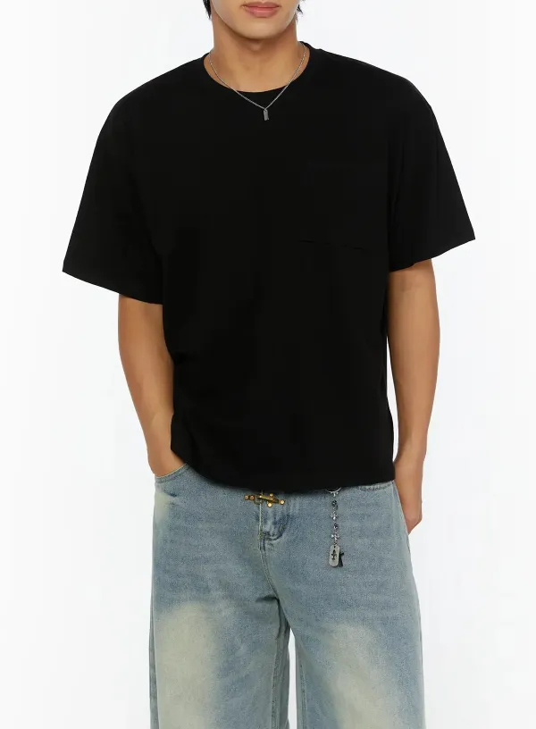 Men's Pocket Semi-Crop T-Shirt