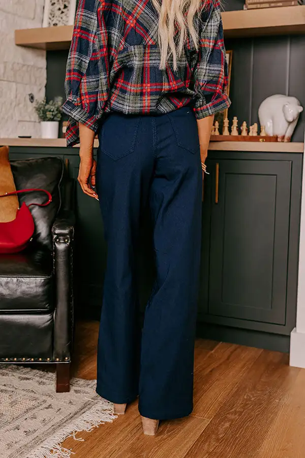 High Waist Relaxed Wide Leg Stretch Belt Detail Unlined Pants