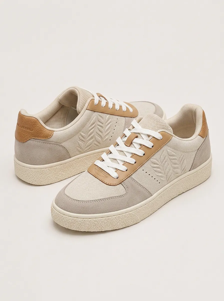 Men's Urban Casual Leaf Pattern Embossed Printed Sneakers