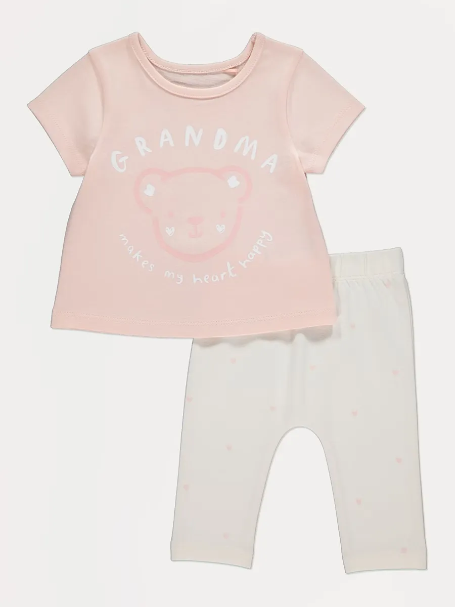 Grandma Makes My Heart Happy T Shirt and Leggings Outfit