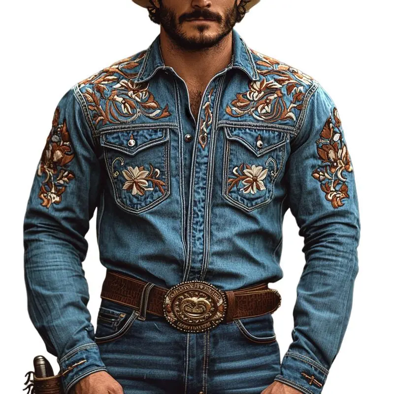 Easy Collar Embroidered Shirt