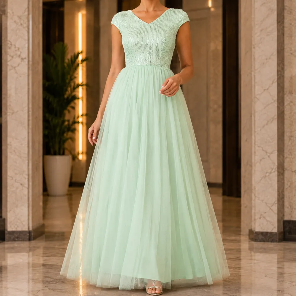 Sequin A-Line Maxi Dress
