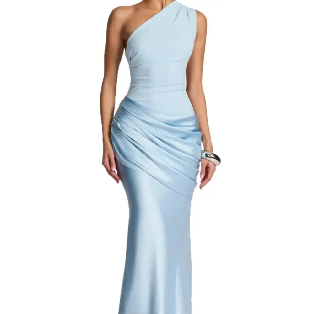 Women's One-Shoulder Satin Asymmetric Bridal Dress