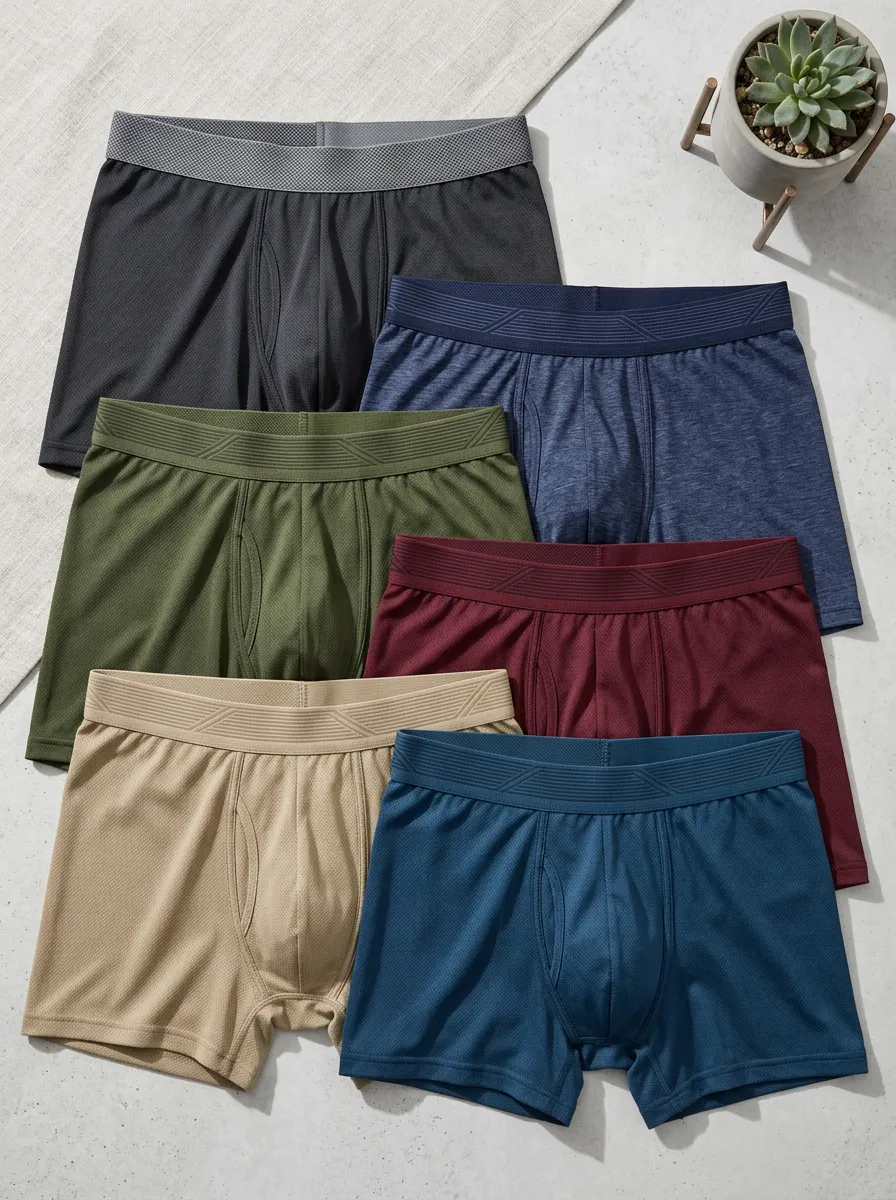 Men's Multi-Color Mesh Breathable 6-Pack Boxer Briefs