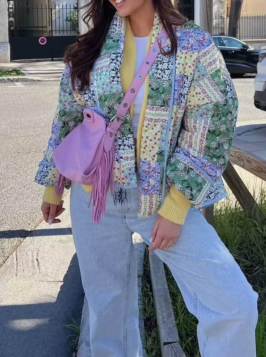 Turndown Collar Floral Long Cardigan