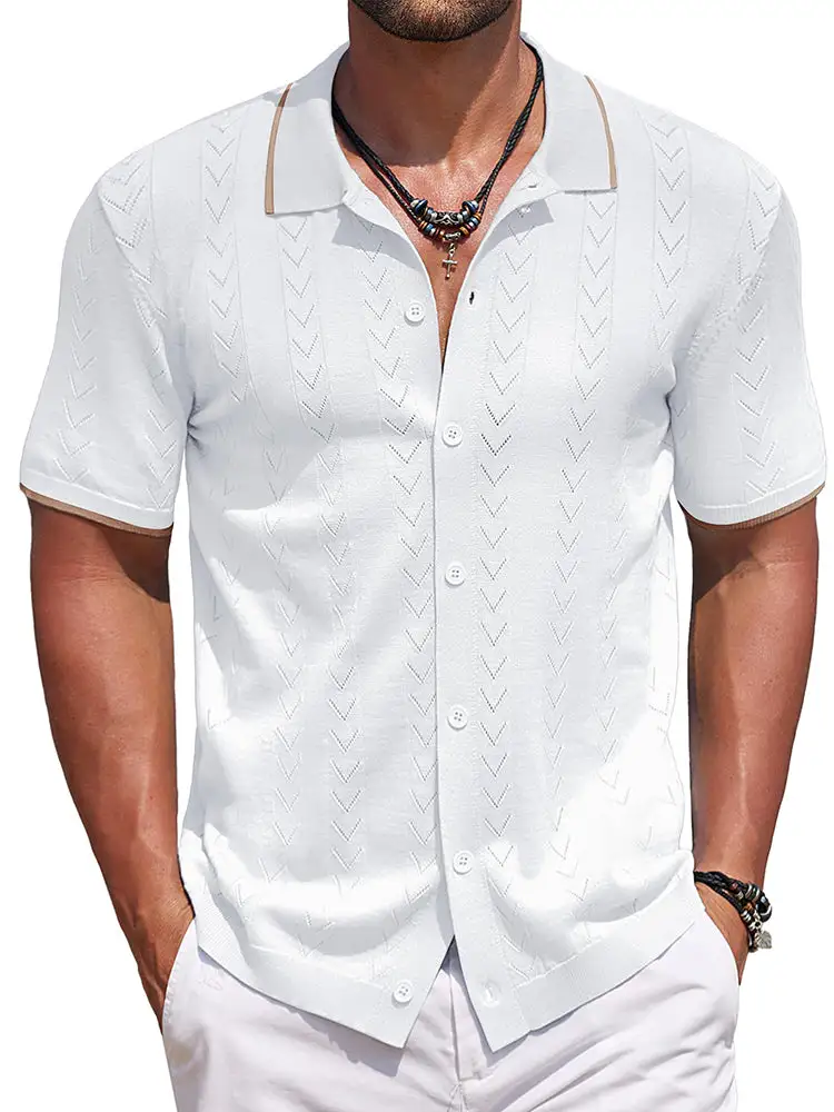 Casual Textured Vacation Knit Shirt
