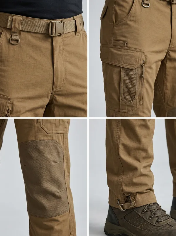 Men's Khaki Multi-Pocket Tactical Cargo Pants