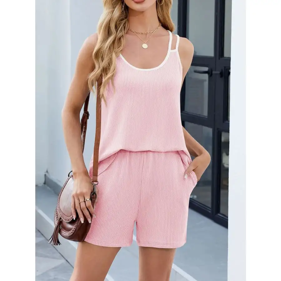 Double Spaghetti Strap Cami and Shorts Set