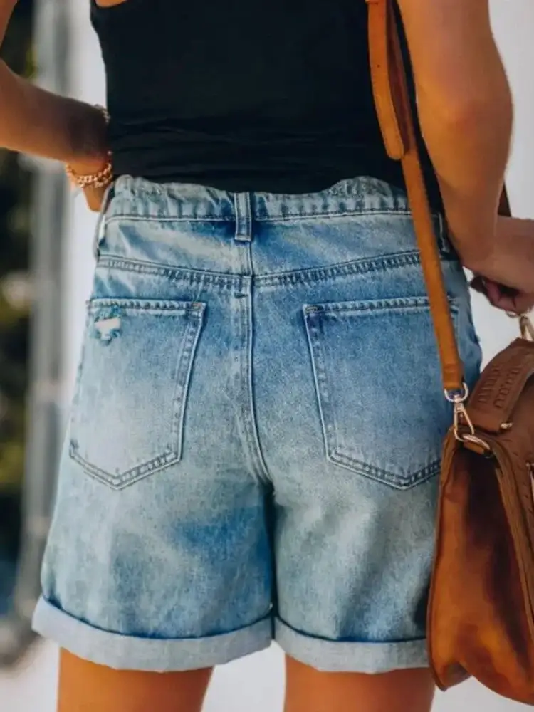Distressed Denim Shorts