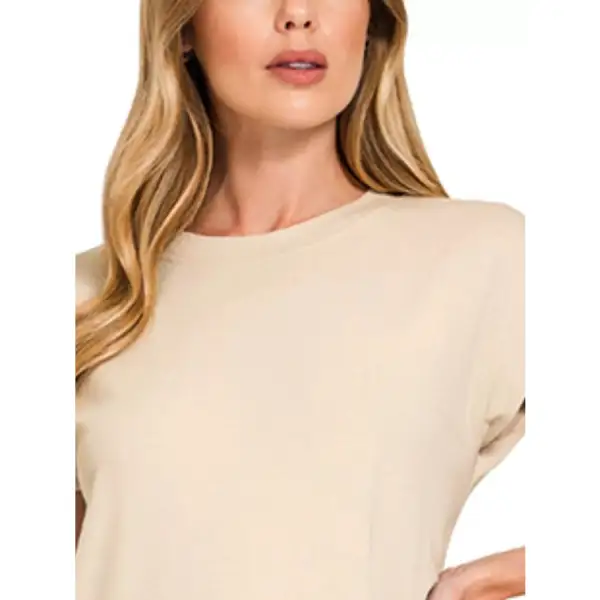 Round Round Neck Side Slit Midi Dress