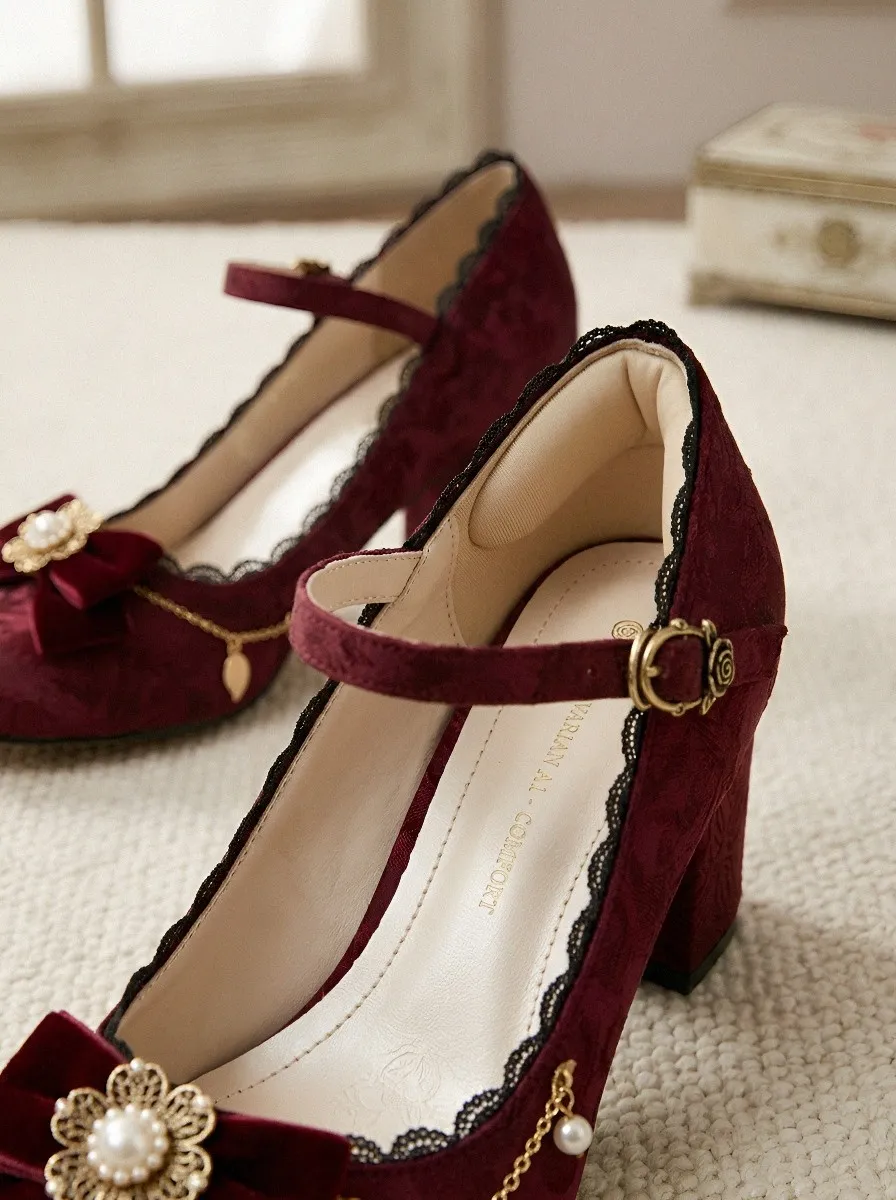 Pearl Velvet Women's Bavarian Occasion Heels