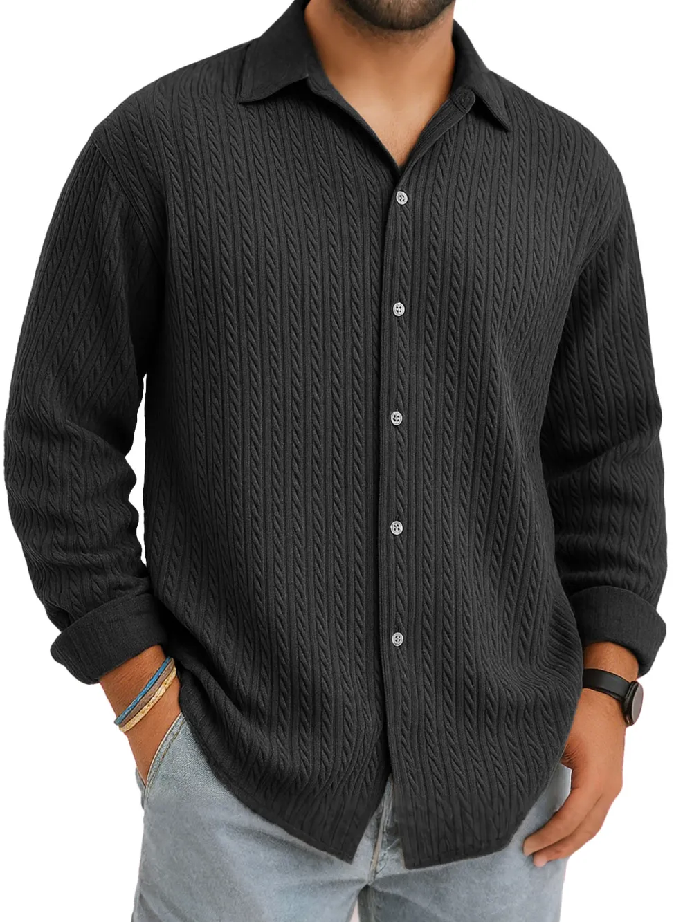 Jacquard Camp Collar Shirt