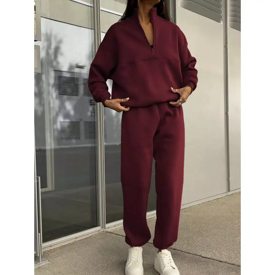 Half Zip Sweatshirt and Pants Set