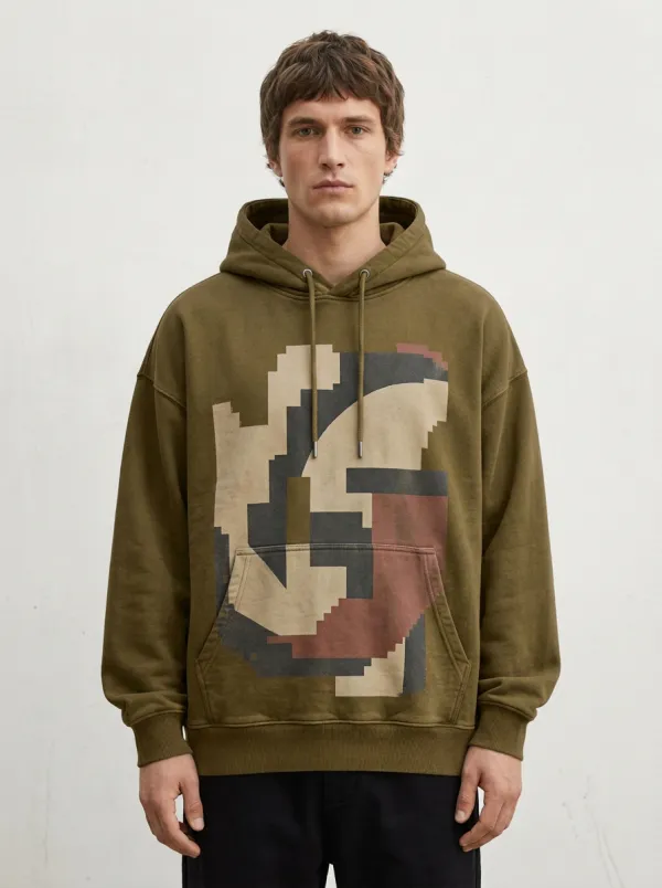 Pixel Geometric Abstract Men's Graphic Hoodie