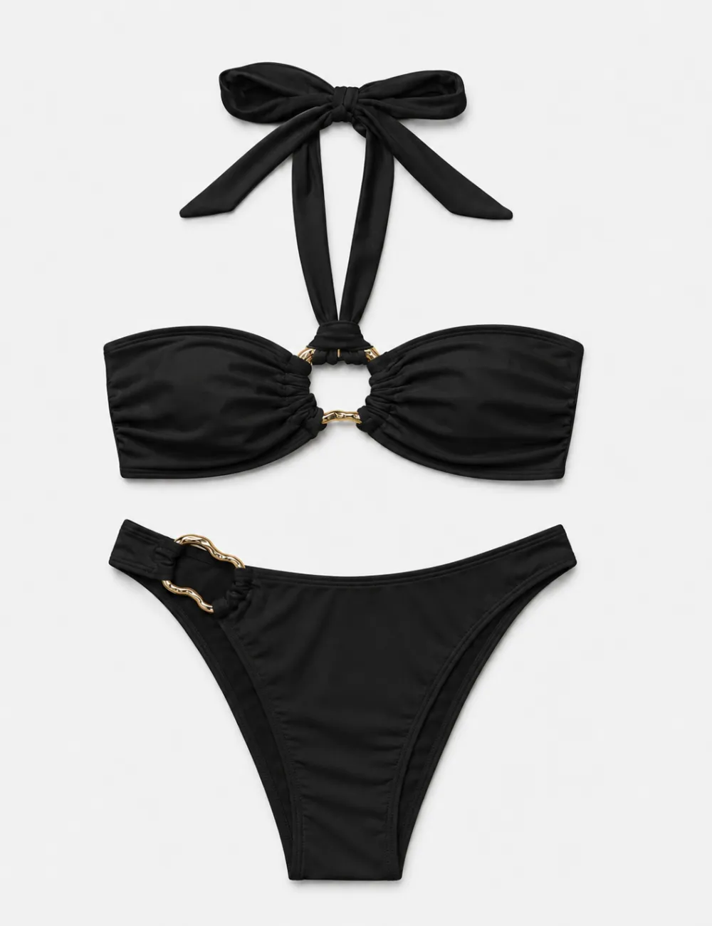 Matching Hardware Halter Bandeau Bikini Set