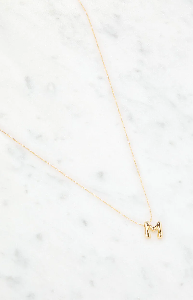 LA Hearts M Initial 14K Gold Plated Necklace