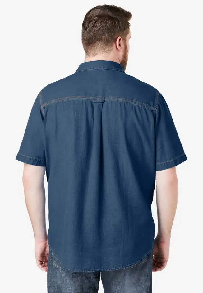 Short Sleeve Denim and Twill Shirt