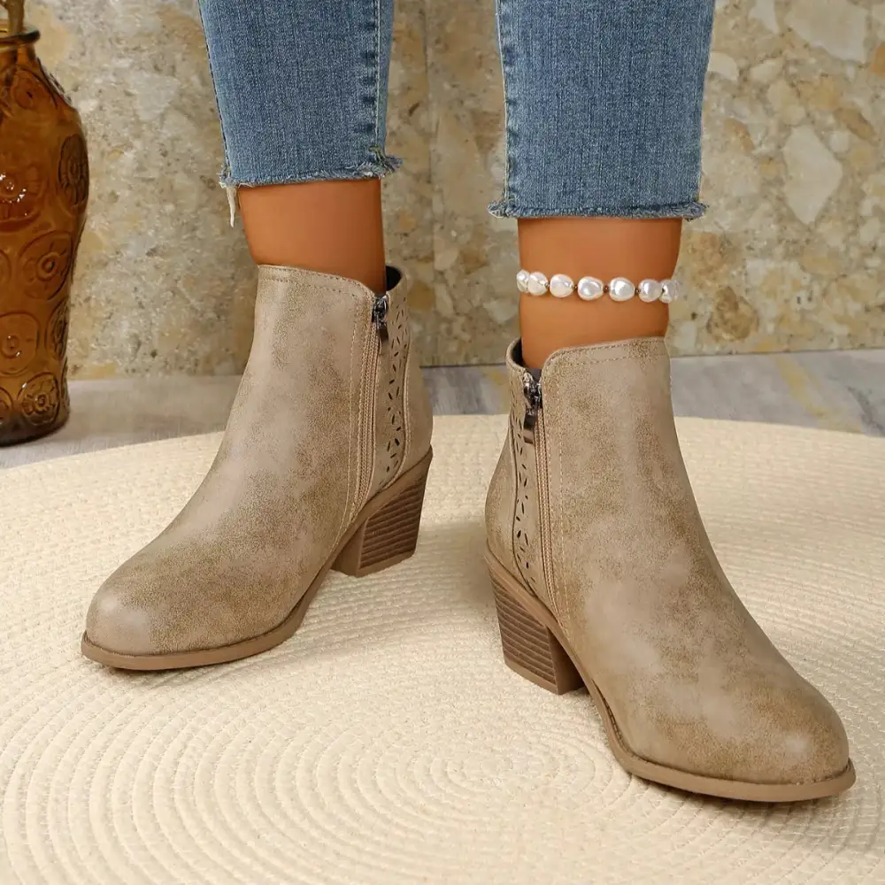 Structured Pointed Toe Block Heel Boots