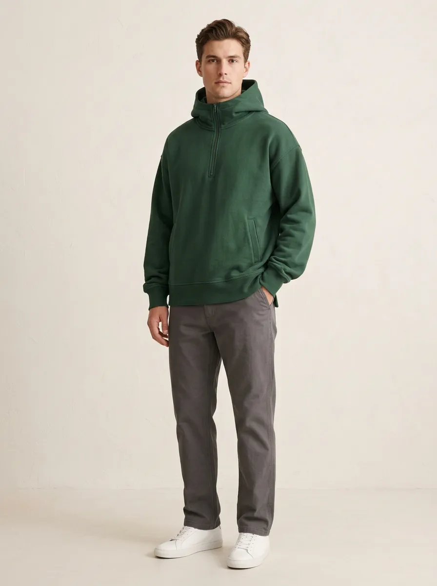 Unisex Quarter Zip Move Easy Hooded Sweatshirt