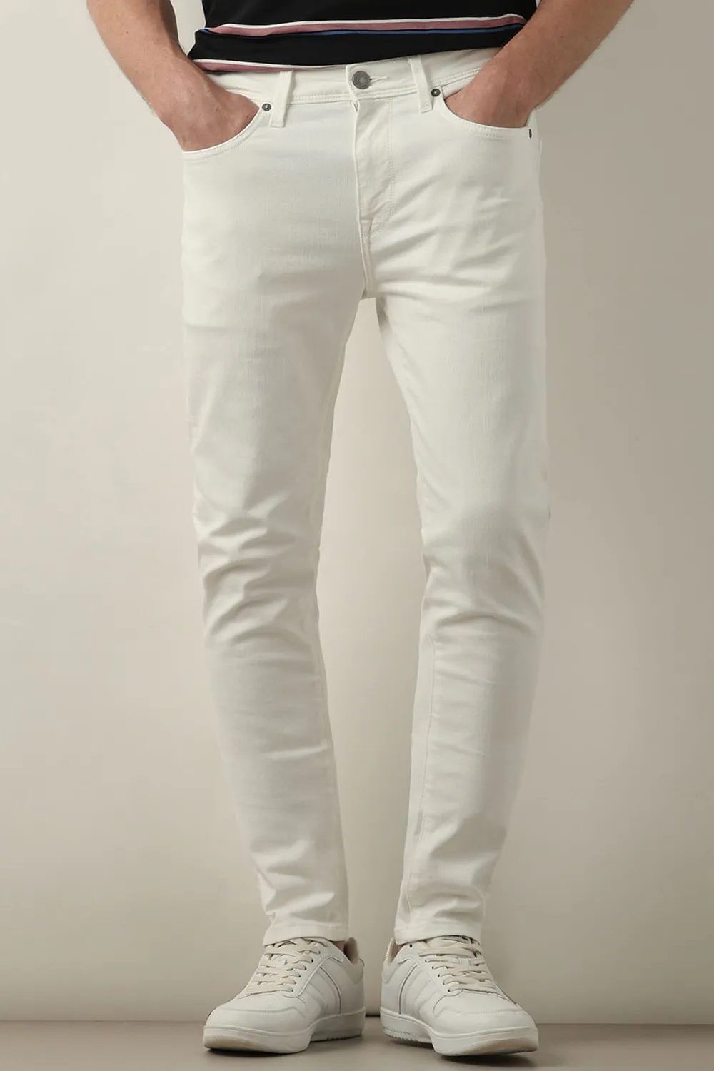 White Mid Rise Casual Slim Fit Jeans