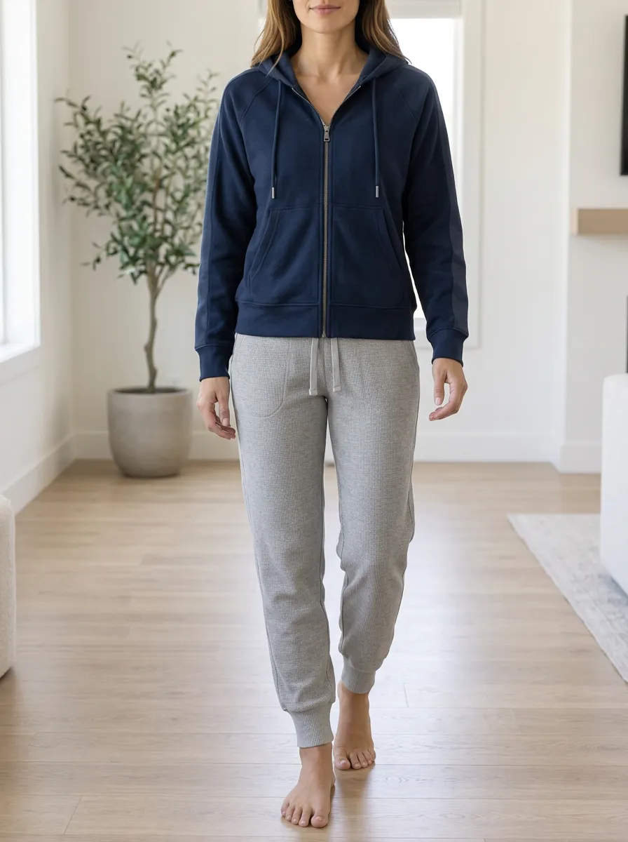 Women's Zip Front Hooded Zip Hoodie Jogger Set