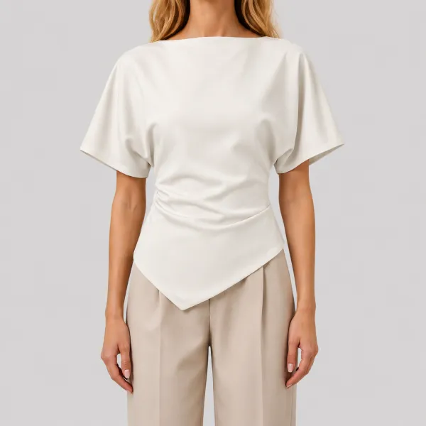 Sculpted Boat-Neck Blouse