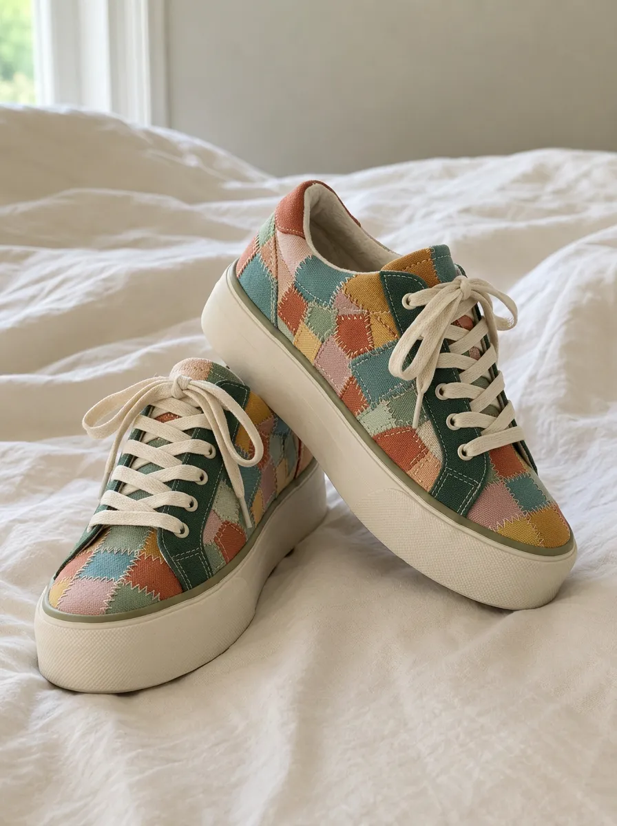 Women's Boho Patchwork Quilt Pattern Printed Canvas Shoes