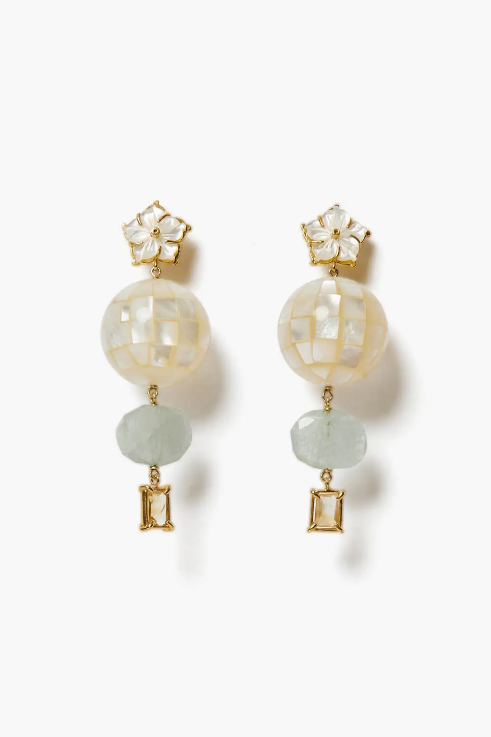 Polished Pearl Gemstone Statement Earrings