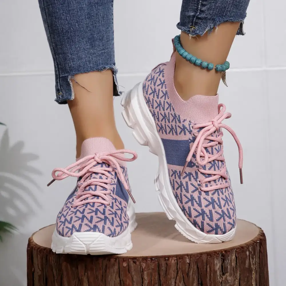 Round Toe Lace-Up Sneakers