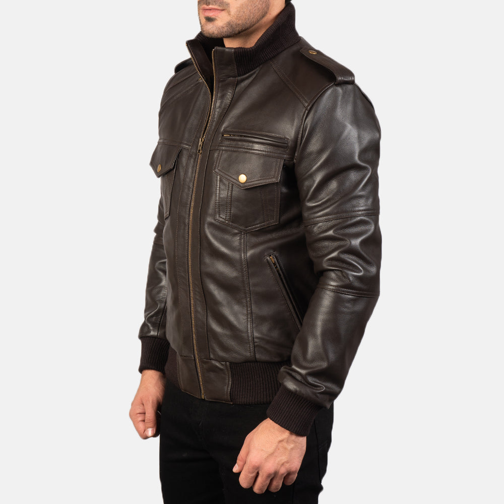 Men's Classic Minimal Bomber Leather Jacket