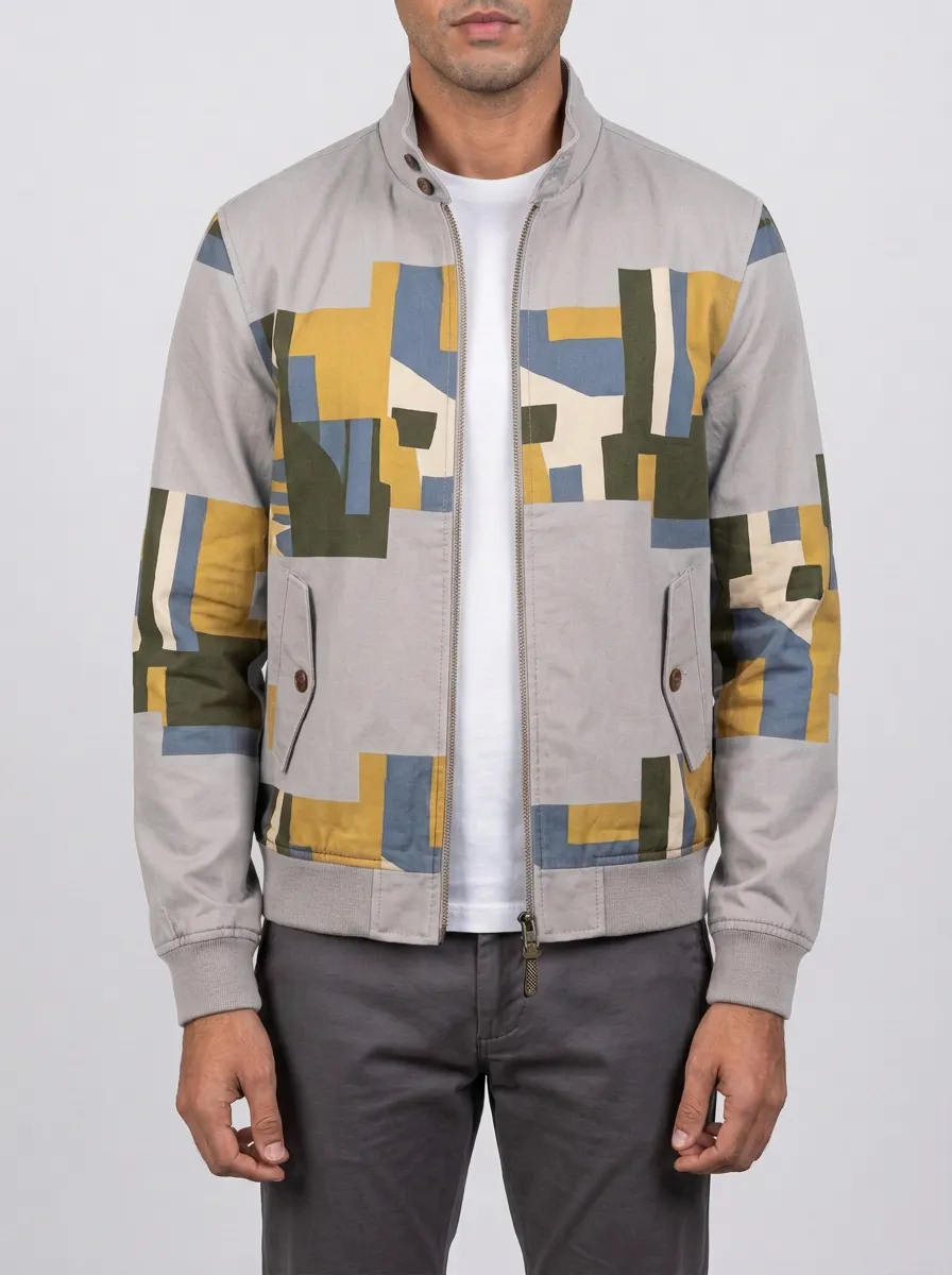 Men's Geometric Abstract Pattern Printed Jacket