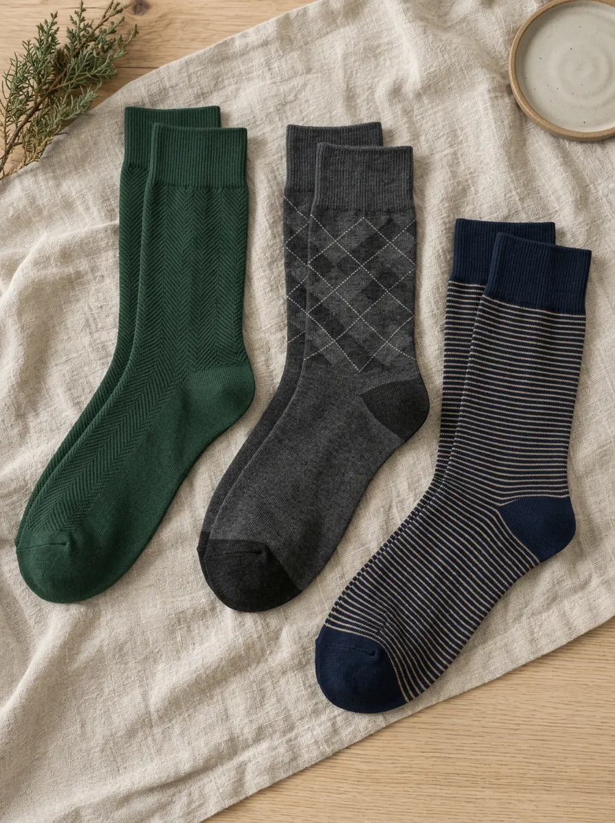 Men's Classic Patterned Herringbone Argyle Striped Printed Socks Set