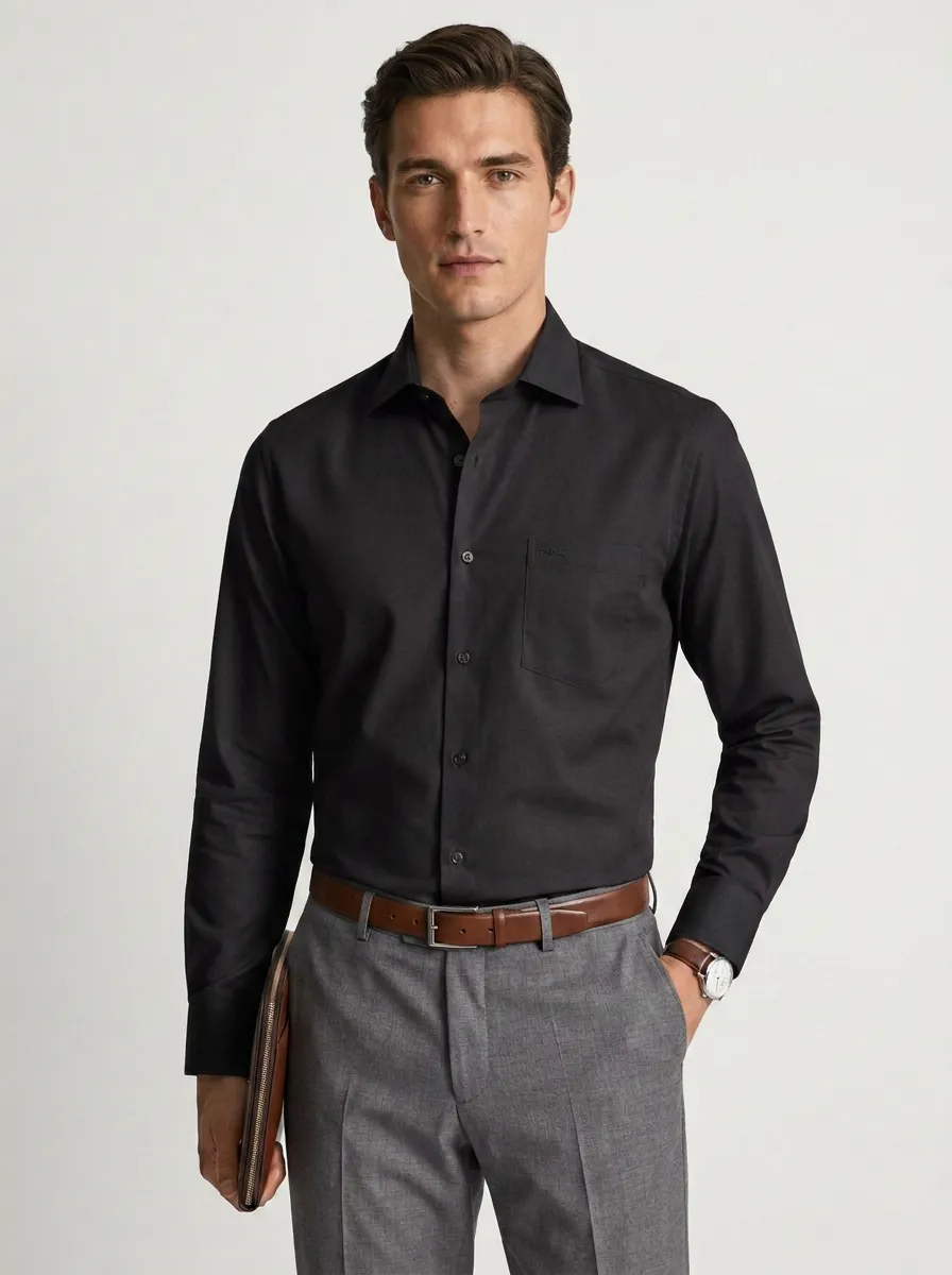 Men's Non-Iron Cotton Light Blue Pocket Formal Shirt