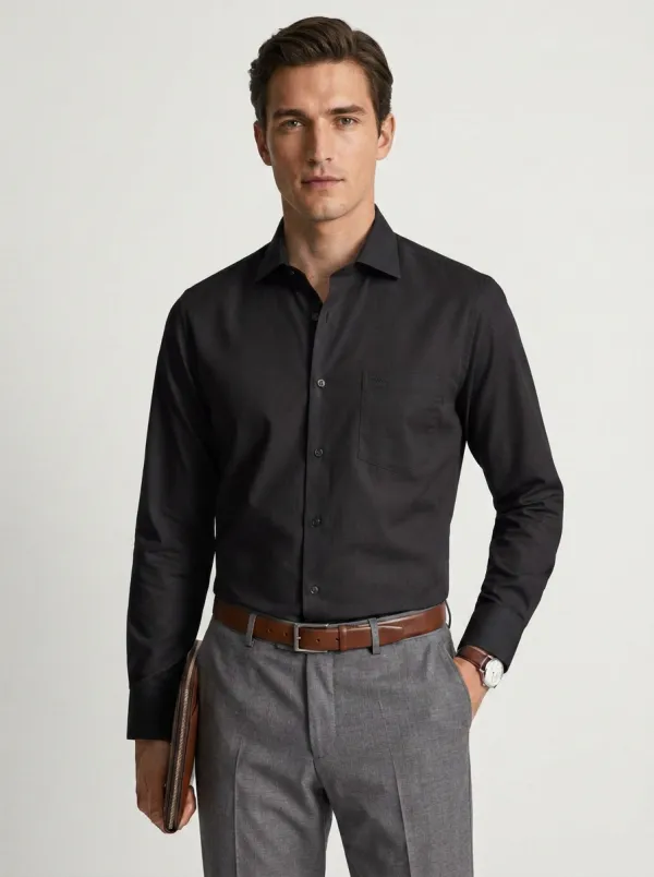 Men's Non-Iron Cotton Light Blue Pocket Formal Shirt