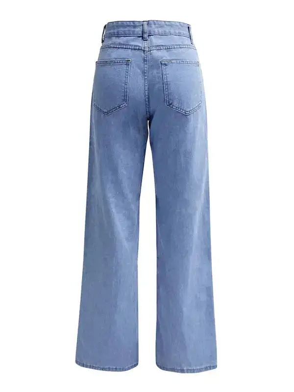 Refined High-Waist Washed Pocketed Straight Leg Jeans