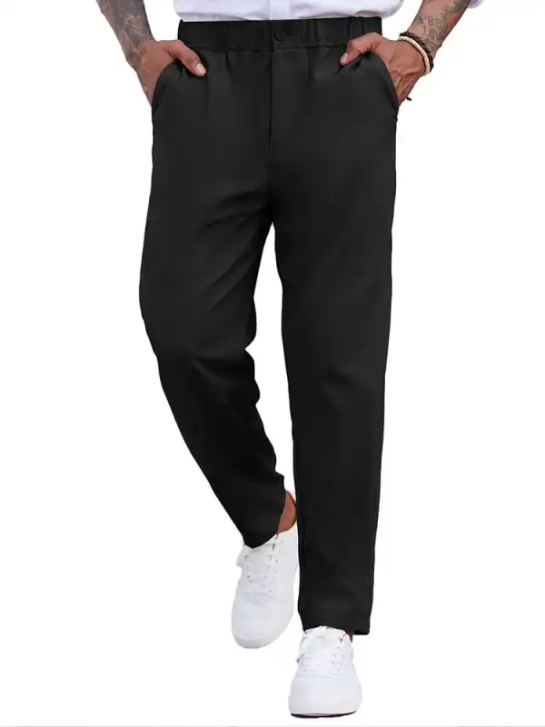 Simple Elastic Waist Slack Pants
