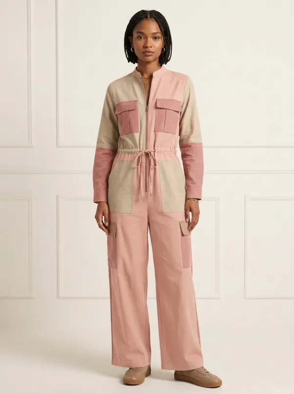 Women's Sierra Utility Colorblock Cargo Jumpsuit