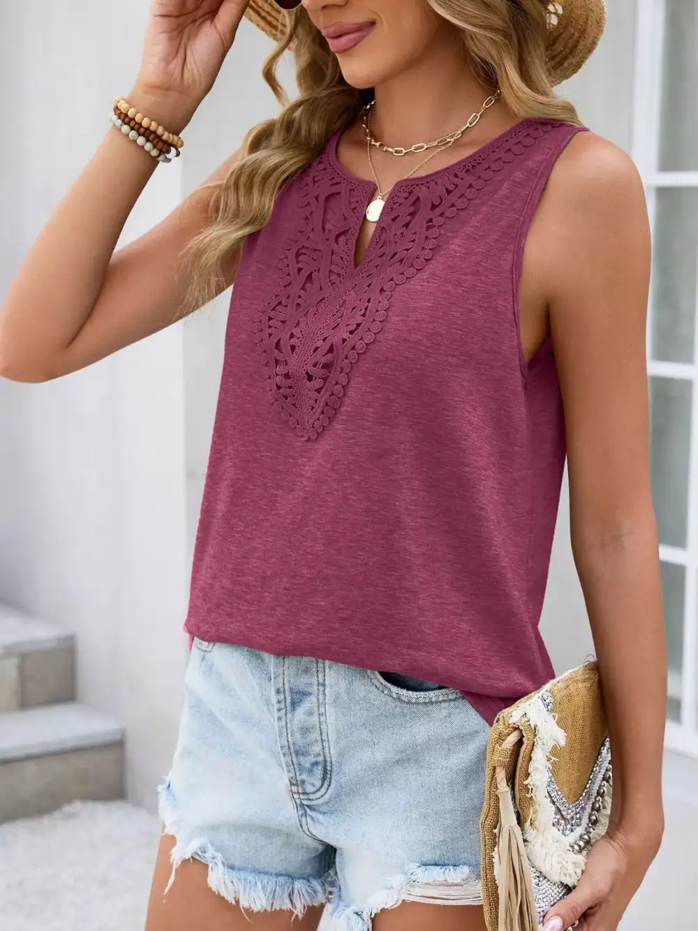 Refined Refined Lace-Trim Tank Top