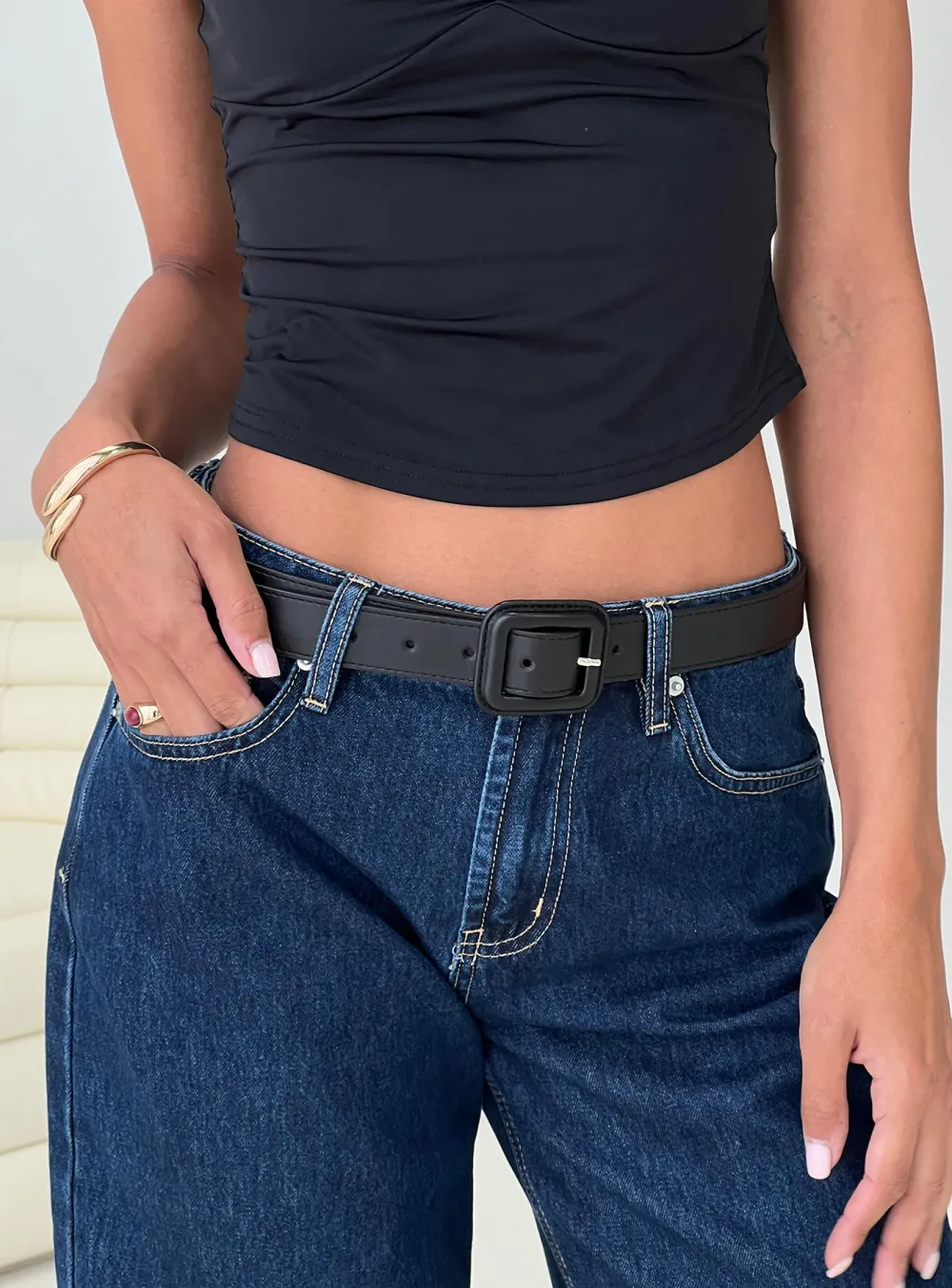 Daily Wear Buckle Faux Leather Belt