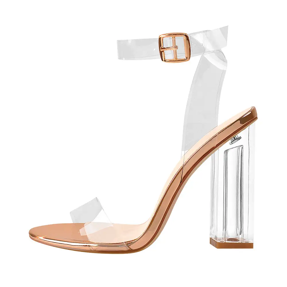 Clear Ankle Strap Perspex High Heel Sandals