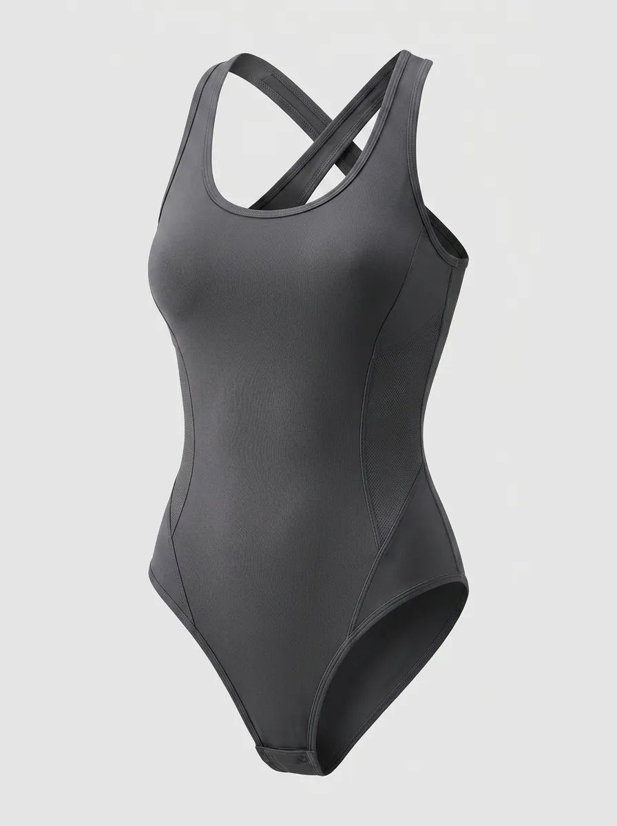 Women's Athletic Fitness Cross-Back Solid Color Bodysuit